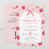 Berry Sweet Girl QR Code All in One Baby Shower Einladung (Vorne/Hinten)