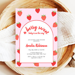 Berry Sweet Girly Strawberry Baby Shower Einladung
