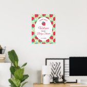 Berry Sweet Green Strawberry Baby Shower Welcome Poster (Heimbüro)