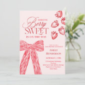 Berry Sweet Hand Drawn Bow Baby Shower Einladung (Stehend Vorderseite)