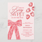 Berry Sweet Hand Drawn Bow Baby Shower Einladung (Vorderseite)