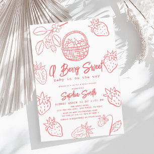 Berry Sweet handgezeichnet Strawberry Girl Babydus Einladung