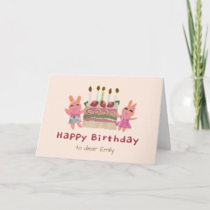 Berry Sweet Häschen Papiercollage Rosa Geburtstag Karte