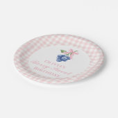 Berry Sweet Heidelbeere Geburtstag Pink Bow Coquet Pappteller (Schrägansicht)