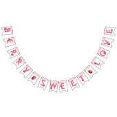 Berry Sweet Liebe Strawberry Gingham Pink Red Bach Wimpelkette (Alle)