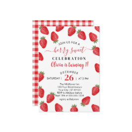 Berry Sweet macht 1 Erdbeere 1. Geburtstag Einladung