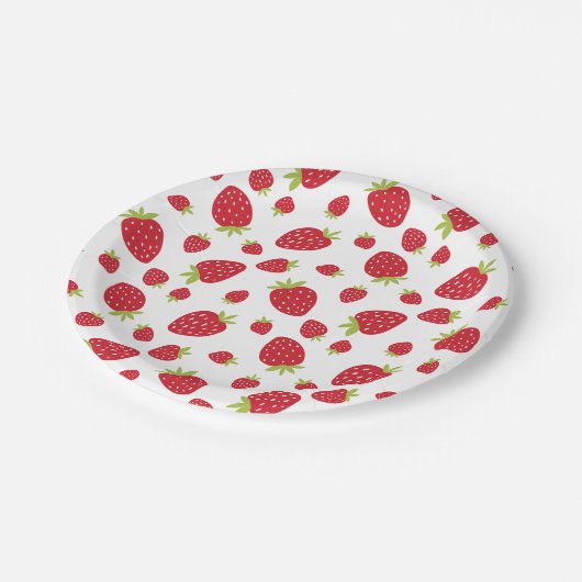 Berry Sweet Niedlich Strawberry Pattern Kindergebu Pappteller (Schrägansicht)
