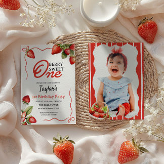 Berry Sweet One 1. Geburtstag Foto Einladung