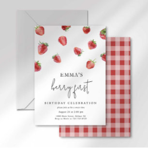 Berry Sweet One Erdbeere Erster Geburtstag Einladung