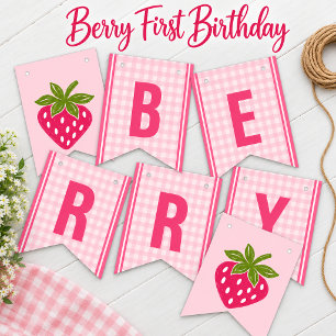 Berry Sweet One Erster Geburtstag Rosa Erdbeere Wimpelkette