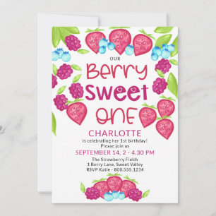 Berry Sweet One gemischte Beeren Mädchen 1. Geburt Einladung
