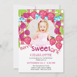 Berry Sweet One Mixed Berries Girls 1. Geburtstag Einladung