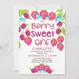 Berry Sweet One Mixed Berries Girls 1. Geburtstag Einladung