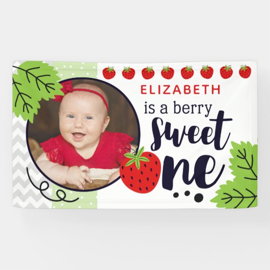 Berry Sweet ONE Strawberry Baby Erstgeburt Banner (Horizontal)