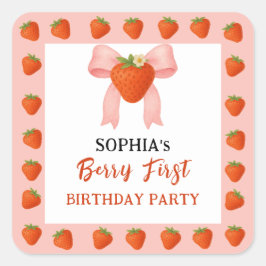 Berry Sweet Party Einladung Quadratischer Aufkleber