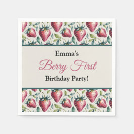 Berry Sweet Pastel Strawberry Name Geburtstag Serviette