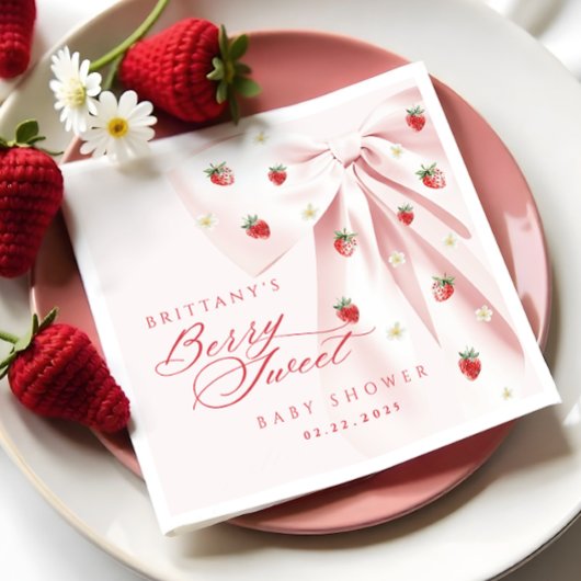 Berry Sweet Pink Bow Babydusche Napkins Serviette
