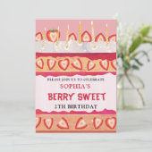 Berry Sweet pink cake Einladung (Stehend Vorderseite)
