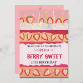 Berry Sweet pink cake Einladung (Vorne/Hinten)