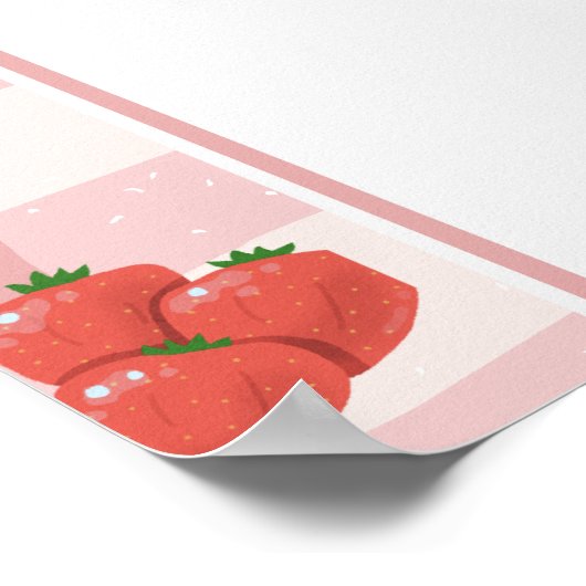 Berry Sweet Pink Checekered Pattern Baby Dusche Poster (Ecke)