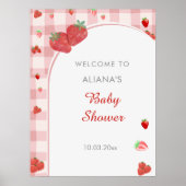 Berry Sweet Pink Checekered Pattern Baby Dusche Poster (Vorne)