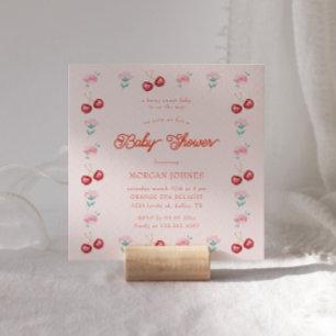 Berry Sweet Pink Coquette Babydusche Einladung