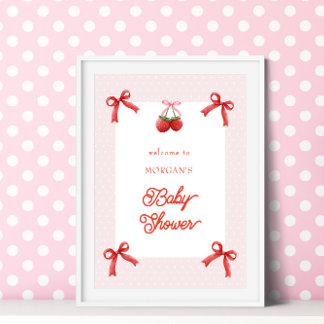 Berry Sweet Pink Coquette Babydusche Poster