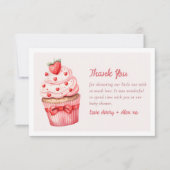 Berry Sweet Pink Cupcake Hearts Baby Dusche Dankeskarte (Vorderseite)