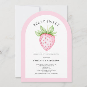 Berry Sweet Pink Erdbeer-Bogen Mädchen Baby Shower Einladung