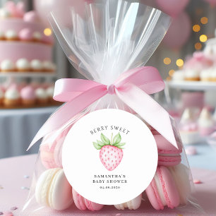 Berry Sweet Pink Erdbeere Wasserfarbe Baby Shower Runder Aufkleber