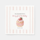 Berry Sweet Pink Erster Geburtstag Serviette (Vorderseite)