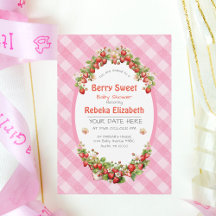 Berry Sweet Pink Gingham Baby Shower Einladung