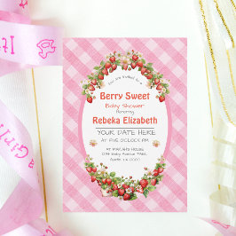 Berry Sweet Pink Gingham Baby Shower Einladung