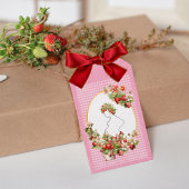 Berry Sweet Pink Gingham Baby Shower Geschenkanhänger