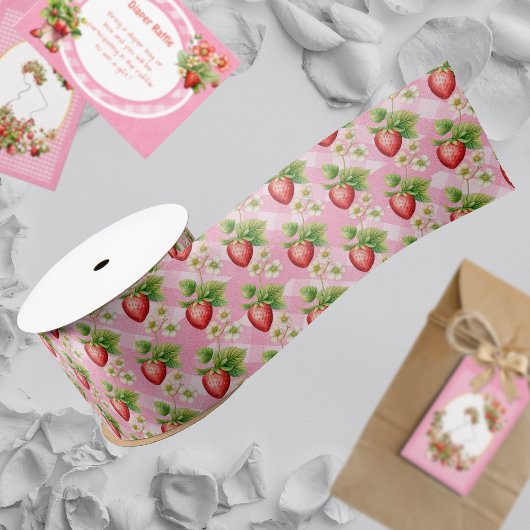 Berry Sweet Pink Gingham Duwer Satinband