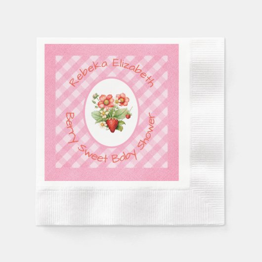 Berry Sweet Pink Gingham Duwer Serviette (Vorderseite)