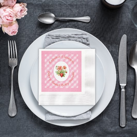 Berry Sweet Pink Gingham Duwer Serviette