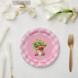 Berry Sweet Pink Gingham Shower Paper Plate Pappteller