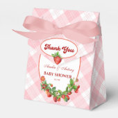 Berry Sweet Pink Gingham Strawberries Babydusche Geschenkschachtel (Vorderseite)