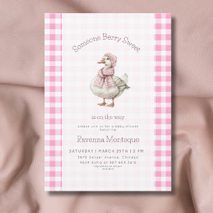Berry Sweet Pink Gingham Süße Gans Baby Shower Einladung