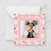 Berry Sweet Pink Gingham Valentines Classroom Card Mitteilungskarte (Rückseite)