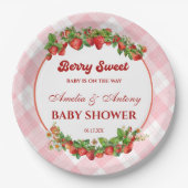 Berry Sweet Pink Strawberry Baby Dusche Pappteller (Vorderseite)