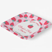 Berry Sweet Pink Strawberry Baby Shower Pappteller (Gewinkelt)
