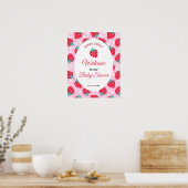 Berry Sweet Pink Strawberry Baby Shower Welcome Poster (Küche)