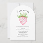 Berry Sweet Pink Strawberry Girl Babydusche Einladung (Vorderseite)