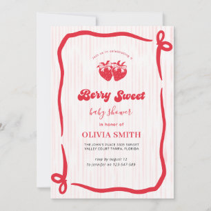 Berry Sweet Pink Streifen Baby Shower Einladung