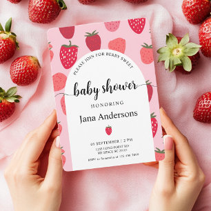"Berry Sweet Pink und Rot Erdbeeren Baby Shower" Einladung