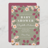 Berry Sweet raspberry Baby Dusche Einladung (Vorne/Hinten)