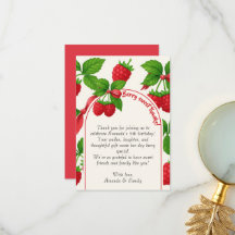 Berry Sweet Raspberry Kindergeburtstag Danke, Card