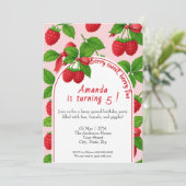 Berry Sweet Raspberry Kindergeburtstag Einladung (Stehend Vorderseite)
